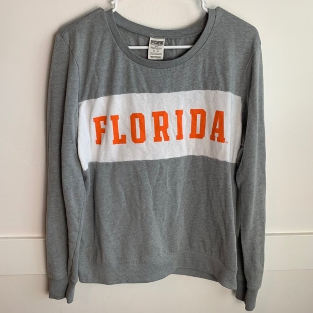 VICTORIA'S SECRET PINK Gray, White & Orange Florida Sweatshirt